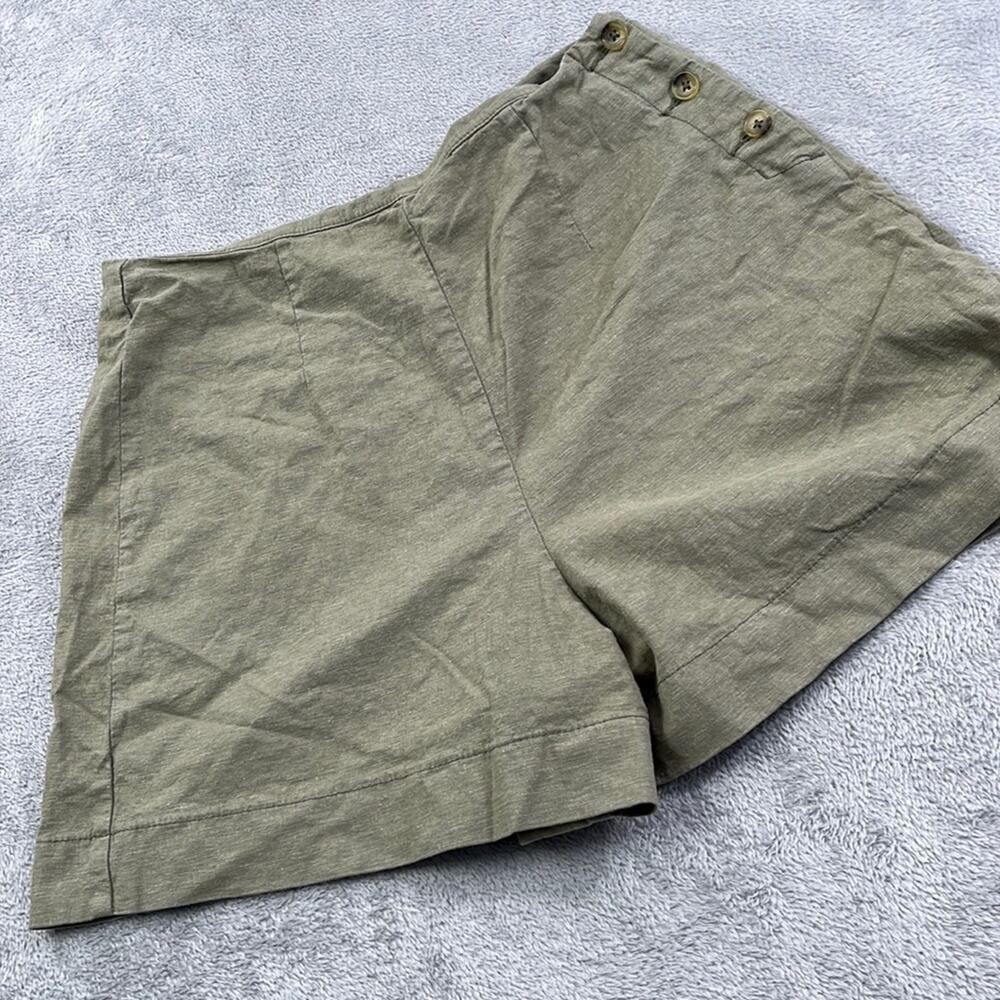 Lila Ryan 8, Linen Blend Capulet Olive‎ Green Shorts